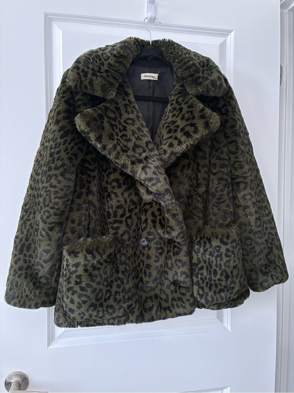 Zadig & Voltaire Size S Miles Leo Leopard Print Faux-Fur Coat​ - Green
